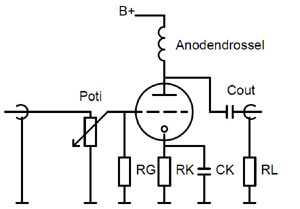 Grundschaltung Kathodenbasis mit Anodendrossel
